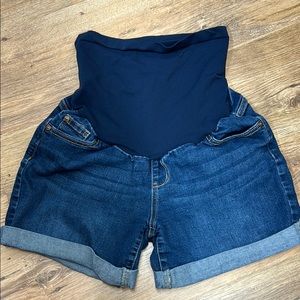 Women's Indigo Blue Maternity Jean Denim Shorts Size M Med‎ Wash